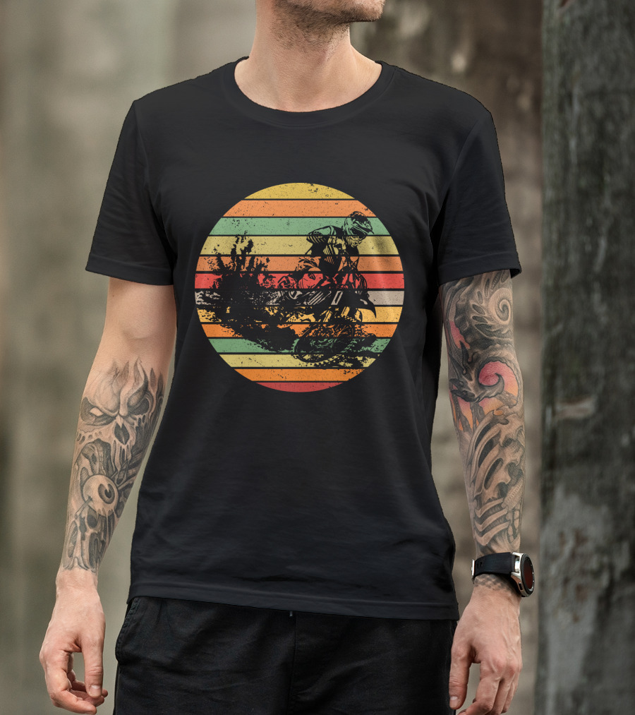 Vintage Motocross Dirt Bike Retro Vibes With Rider T-Shirt