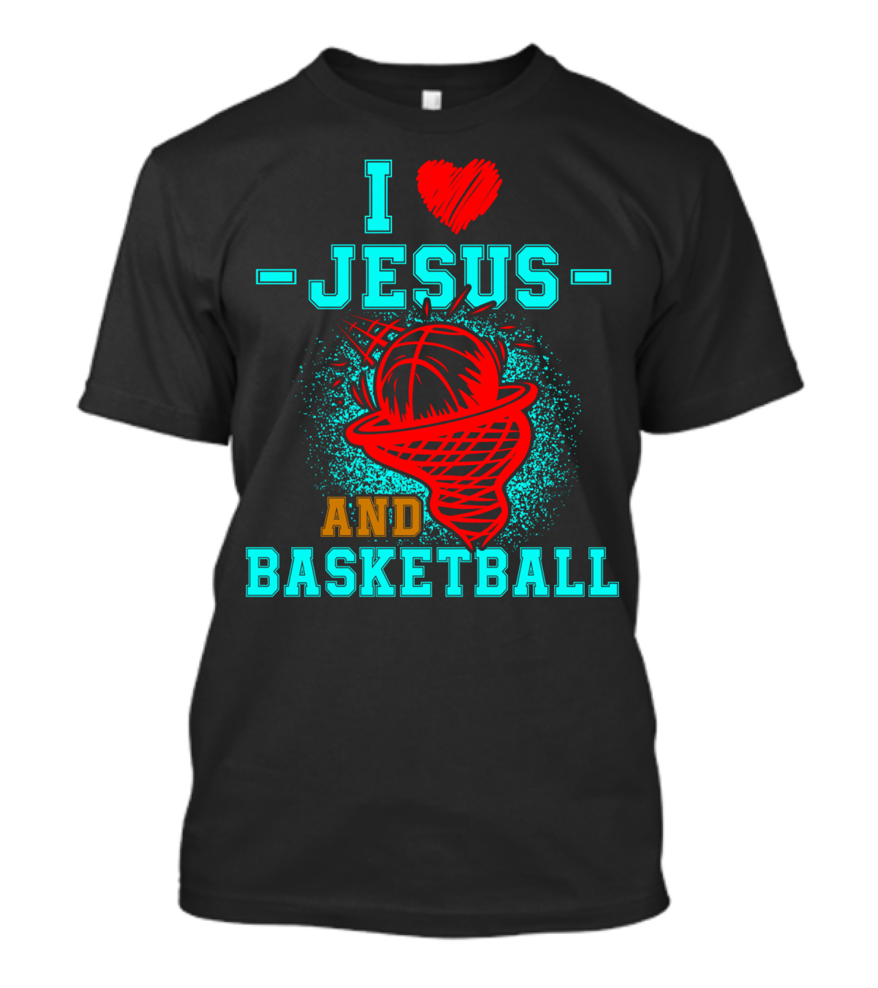 I Love Jesus Heart Basketball Net Hoop And Basketball T-Shirt