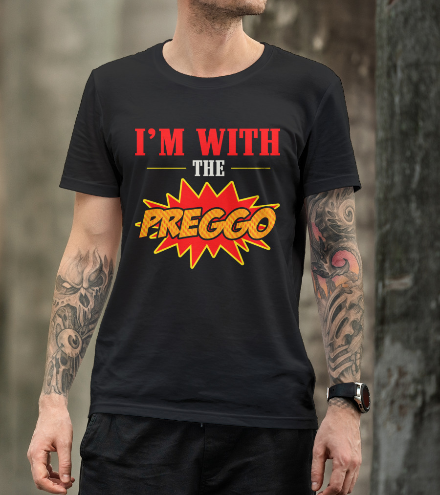 I'm With The Preggo Comic Style Burst T-Shirt