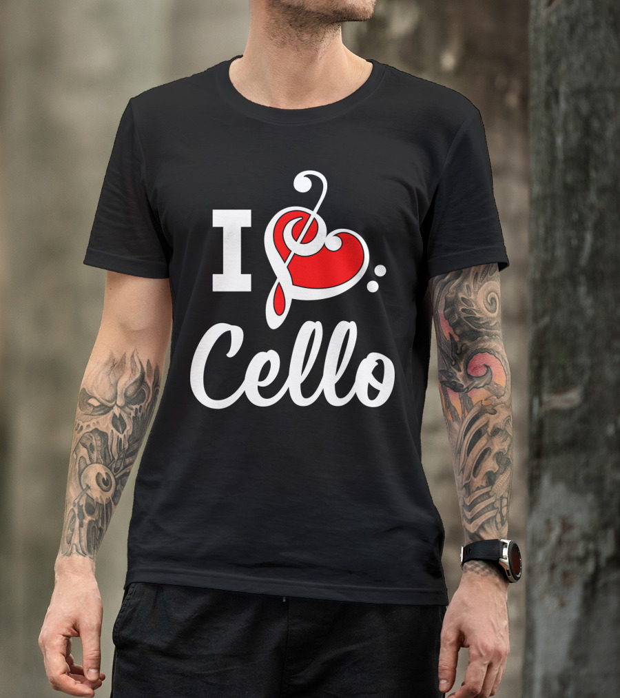 I Love Cello Treble Clef Heart T-Shirt