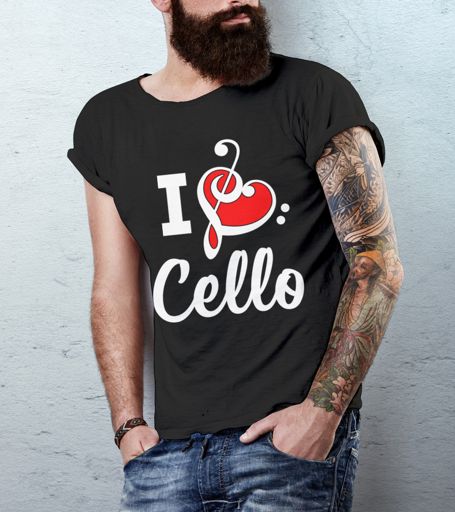 I Love Cello Treble Clef Heart T-Shirt