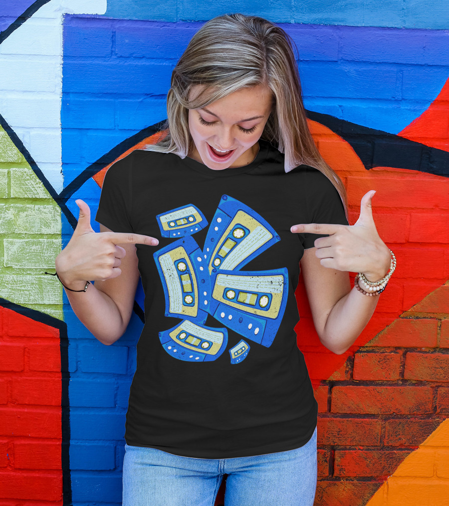 Vaporwave Cassette Mixtape Analog Music Retro Aesthetic Blue Tapes T-Shirt