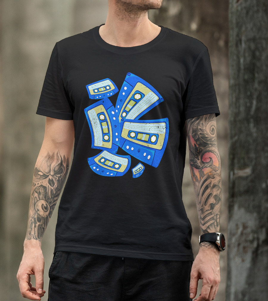 Vaporwave Cassette Mixtape Analog Music Retro Aesthetic Blue Tapes T-Shirt