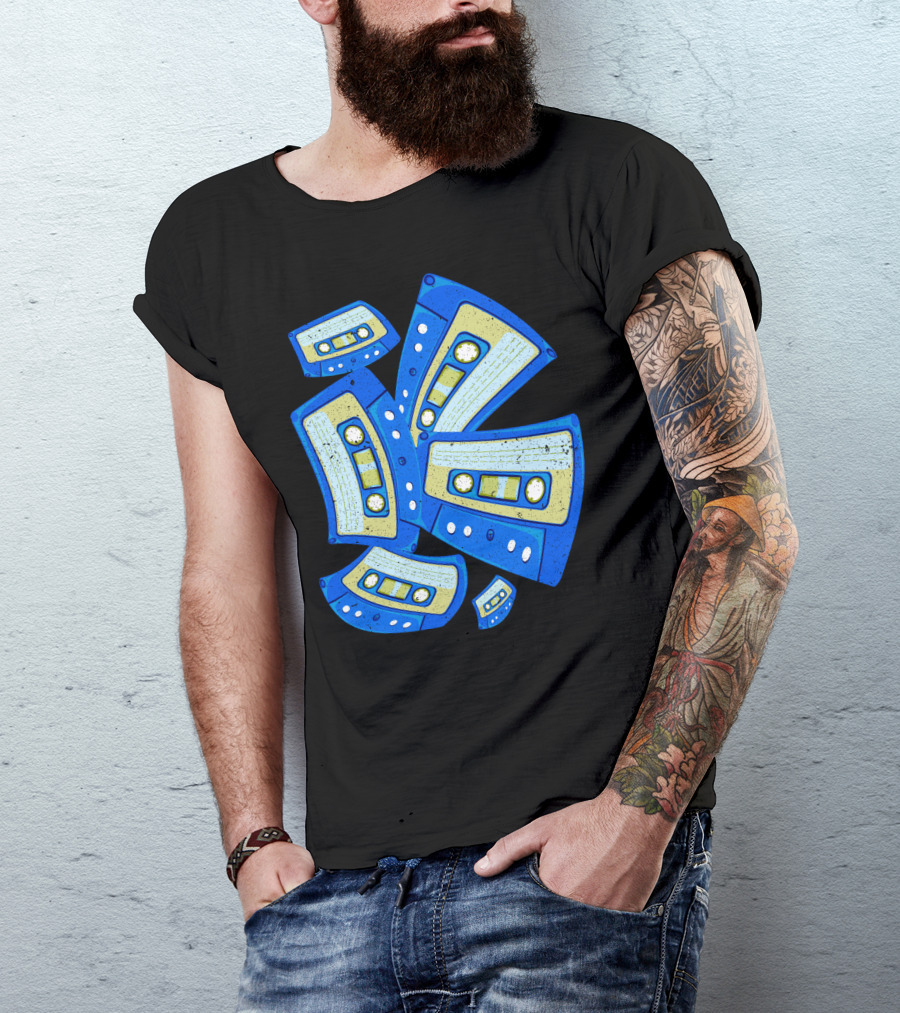 Vaporwave Cassette Mixtape Analog Music Retro Aesthetic Blue Tapes T-Shirt