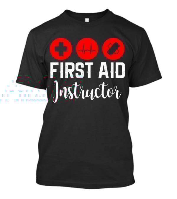 First Aid Instructor Cross Heartbeat Bandage Red Icons T-Shirt