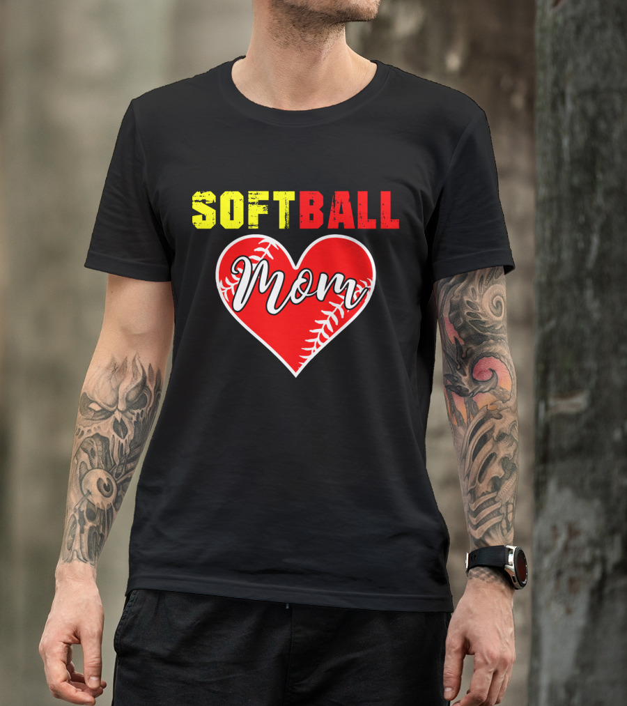 Softball Mom Heart Softball Fans T-Shirt