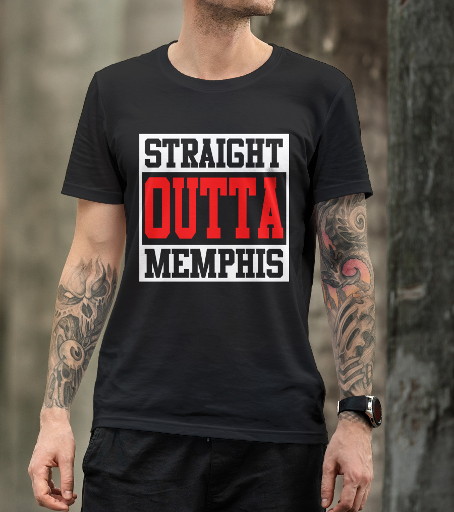 Straight Outta Memphis Bold Urban Block Text T-Shirt