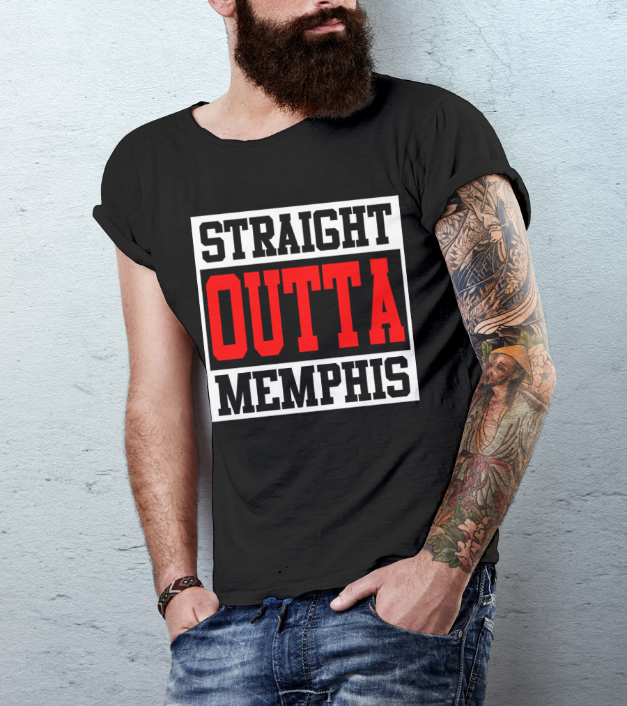 Straight Outta Memphis Bold Urban Block Text T-Shirt