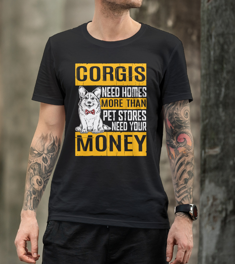 Corgis Need Homes More Than Pet Stores Need Your Money Bowtie T-Shirt