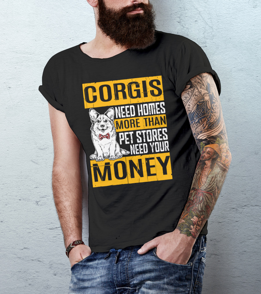 Corgis Need Homes More Than Pet Stores Need Your Money Bowtie T-Shirt