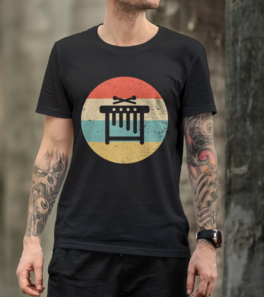 Vintage Retro Marimba Xylophone Circle Stripes T-Shirt