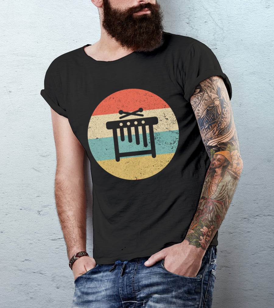 Vintage Retro Marimba Xylophone Circle Stripes T-Shirt