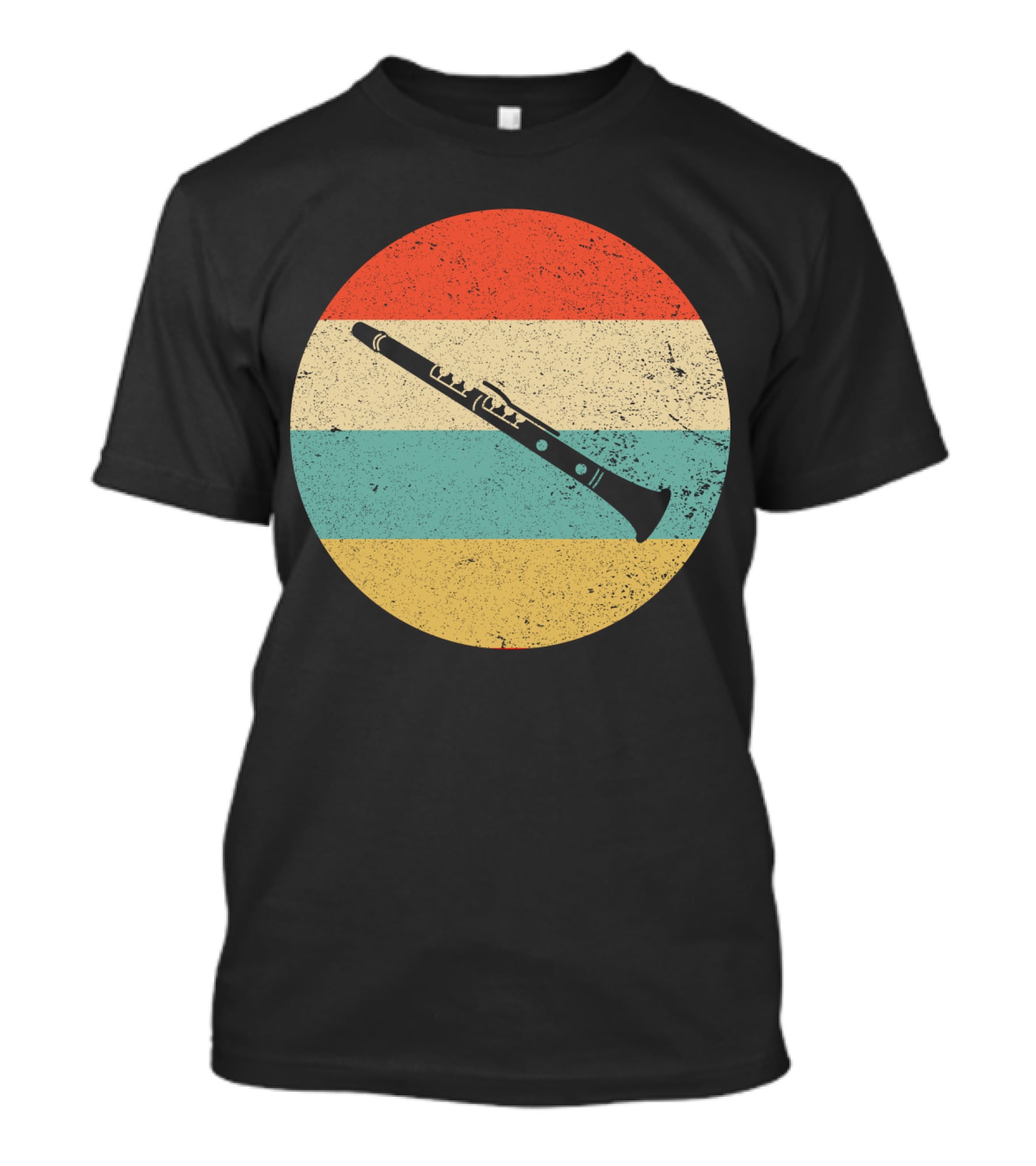Vintage Retro Clarinet Stripes Circle T-Shirt