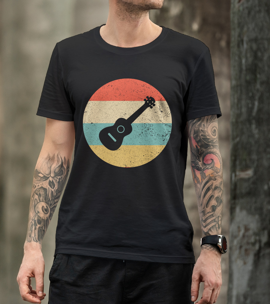 Vintage Retro Striped Ukulele T-Shirt