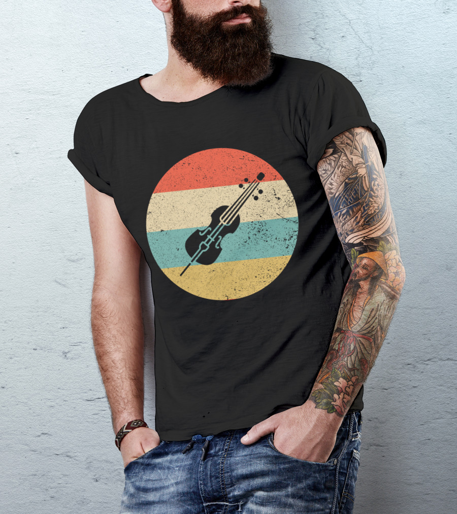 Vintage Retro Cello Circle Striped T-Shirt