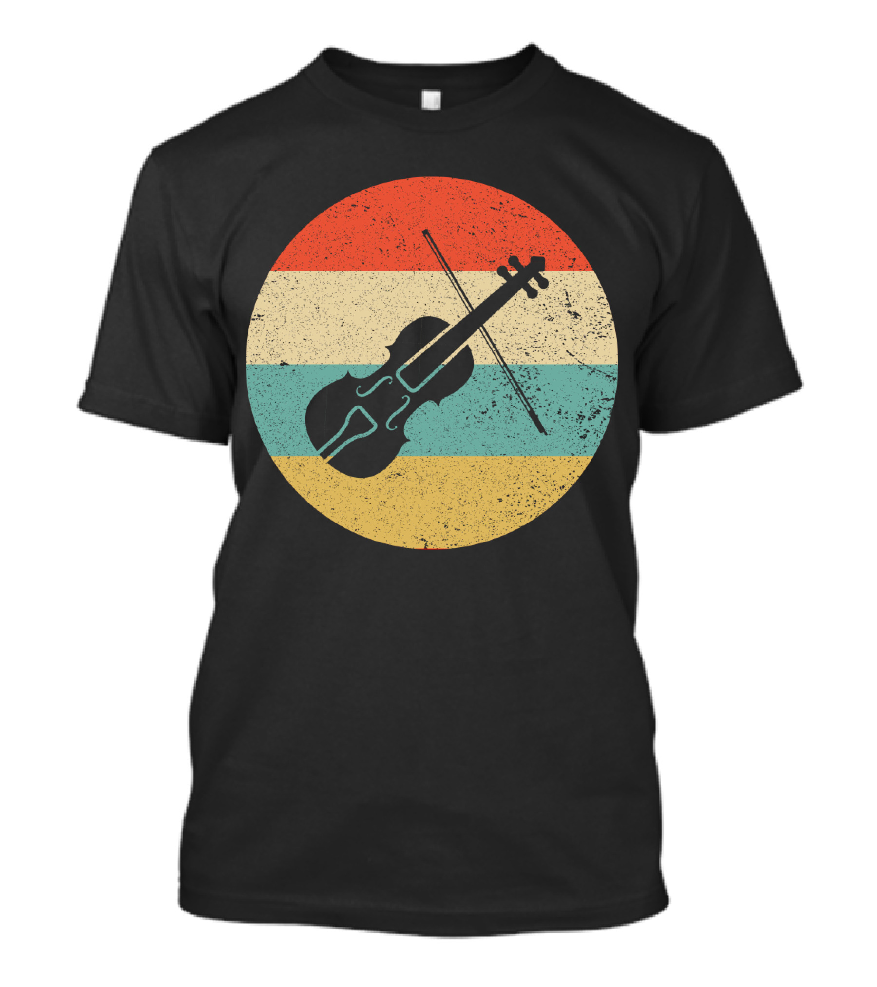 Vintage Retro Violin Circle With Stripes T-Shirt