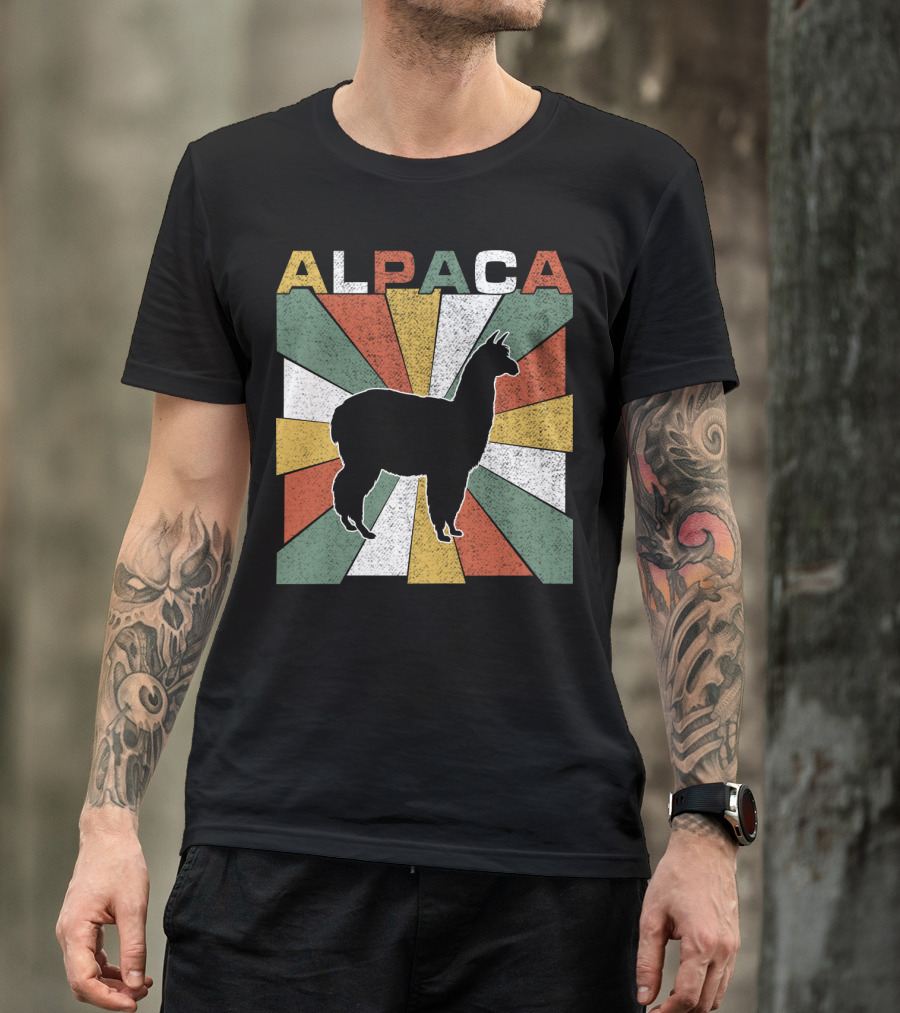 Alpaca Retro 70s Silhouette Vintage Colors T-Shirt