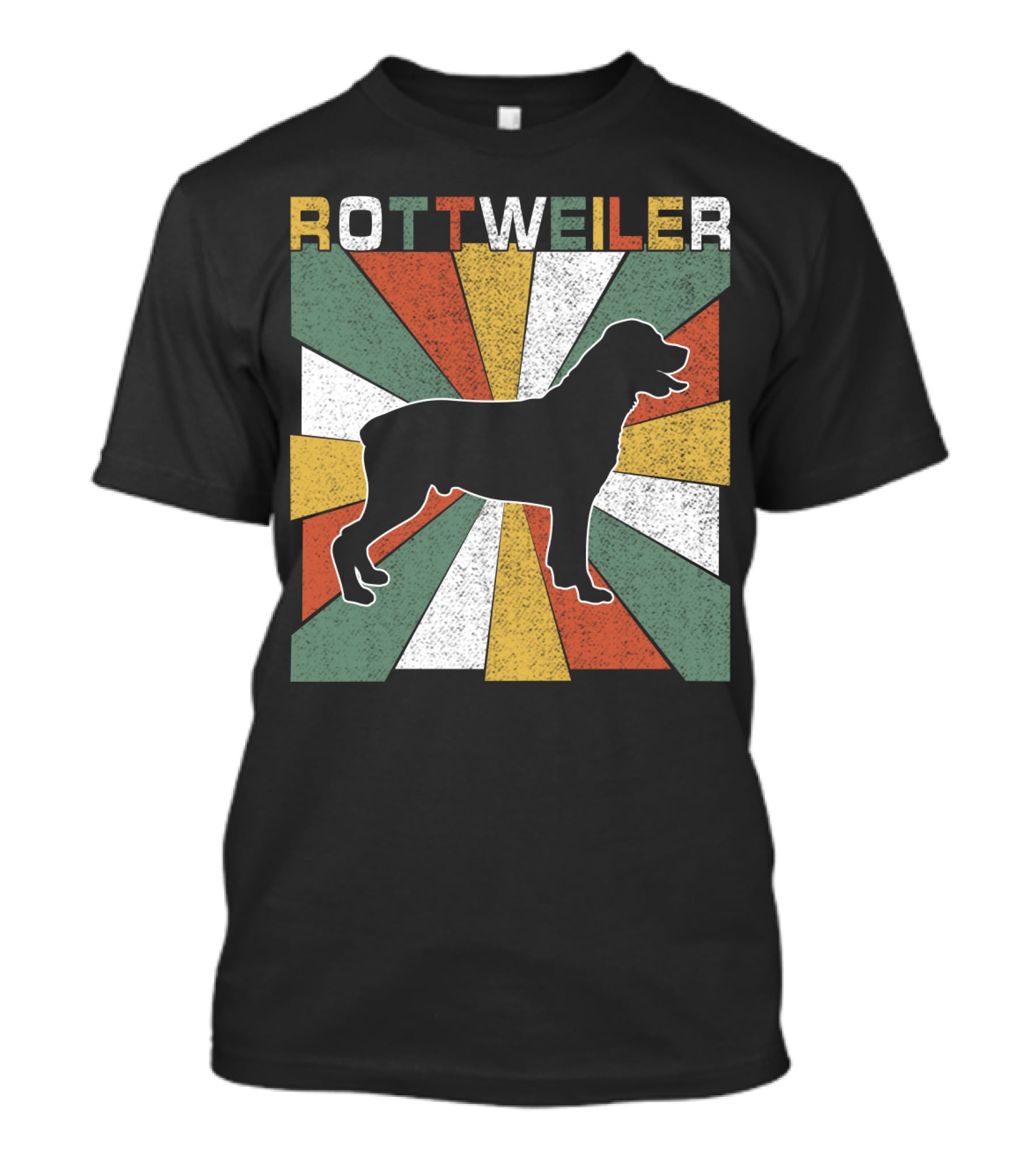 Rottweiler Dogs Retro 70s Vintage Silhouette Multicolor Stripes T-Shirt