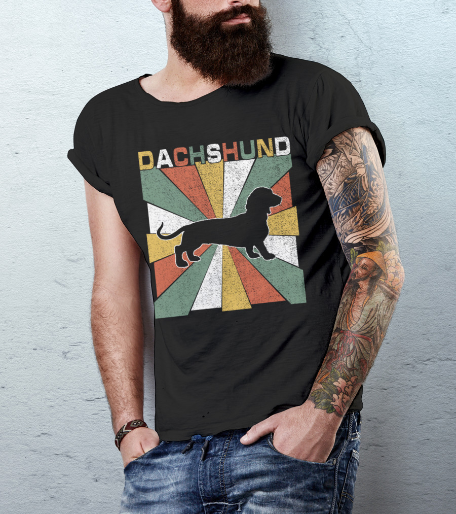 Dachshund Retro 70s Silhouette Vintage T-Shirt
