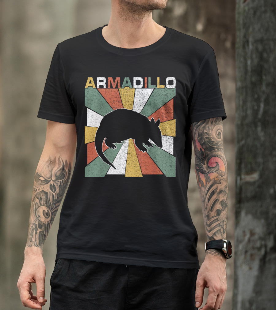 Armadillo Retro 70s Vintage Rainbow Burst T-Shirt