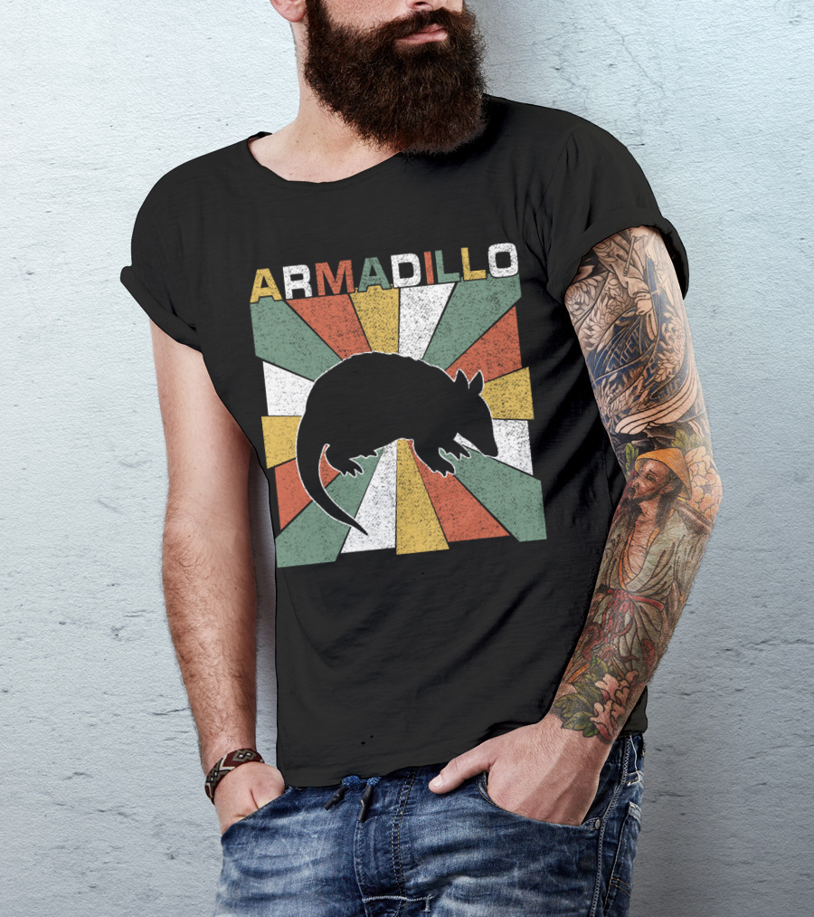 Armadillo Retro 70s Vintage Rainbow Burst T-Shirt