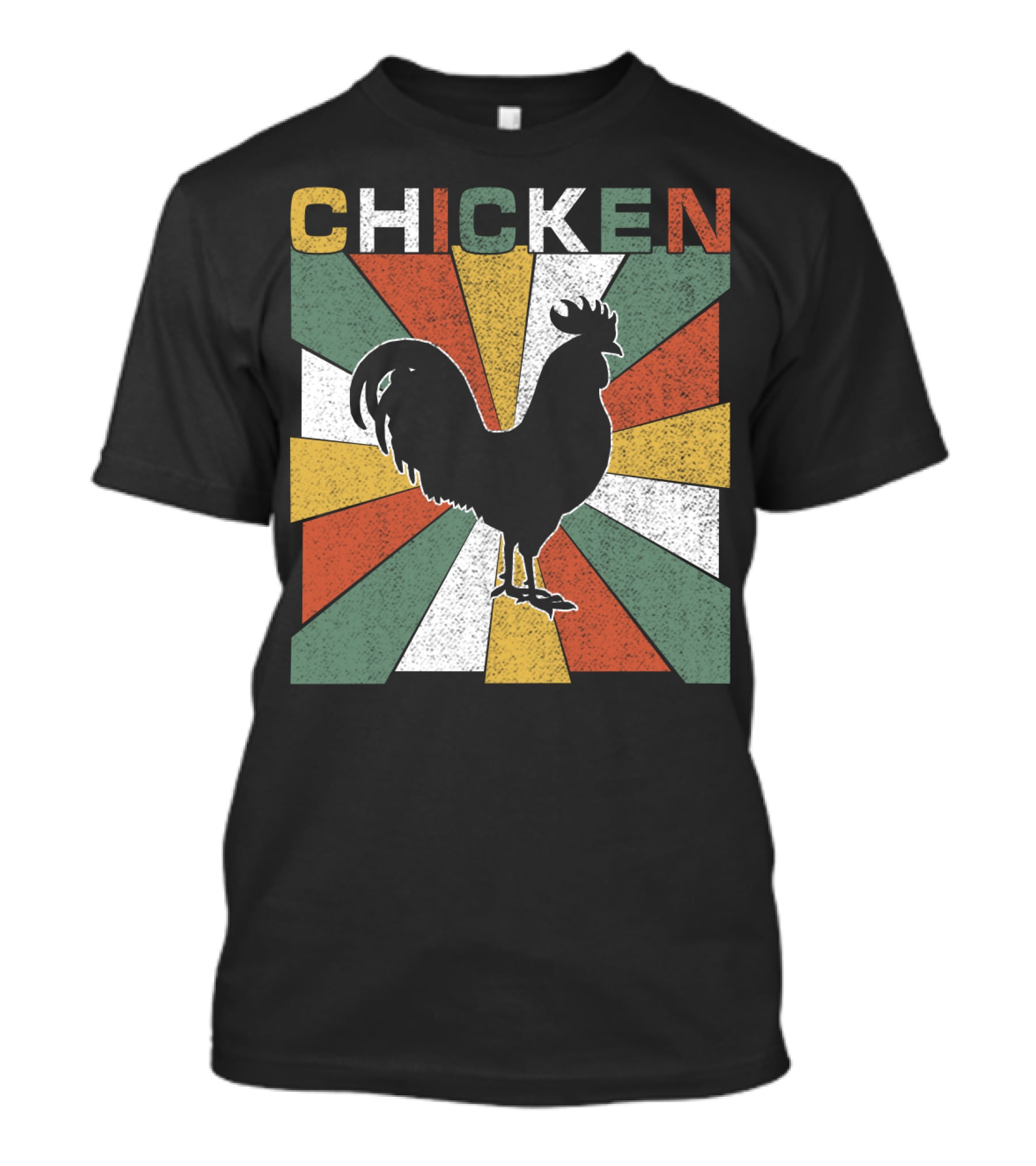 CHICKEN Retro 70s Rooster Silhouette Vintage Colors T-Shirt