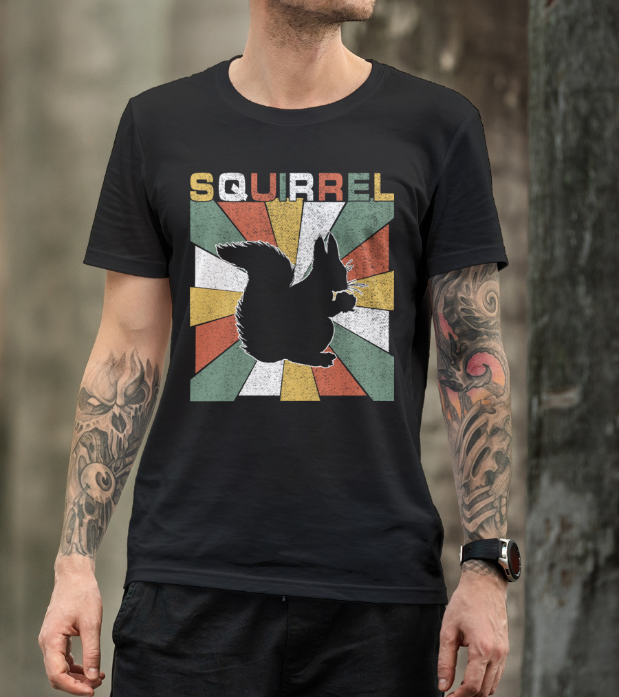 Squirrel Retro 70s Silhouette Vintage Colors T-Shirt