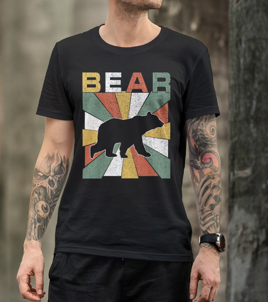 Bear Retro 70s Vintage Silhouette Burst T-Shirt
