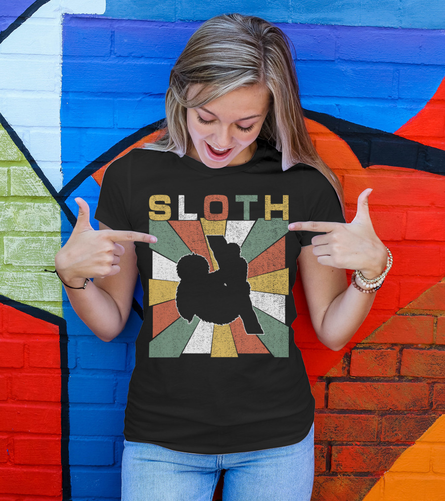 Sloth Retro 70s Vintage Colorful T-Shirt