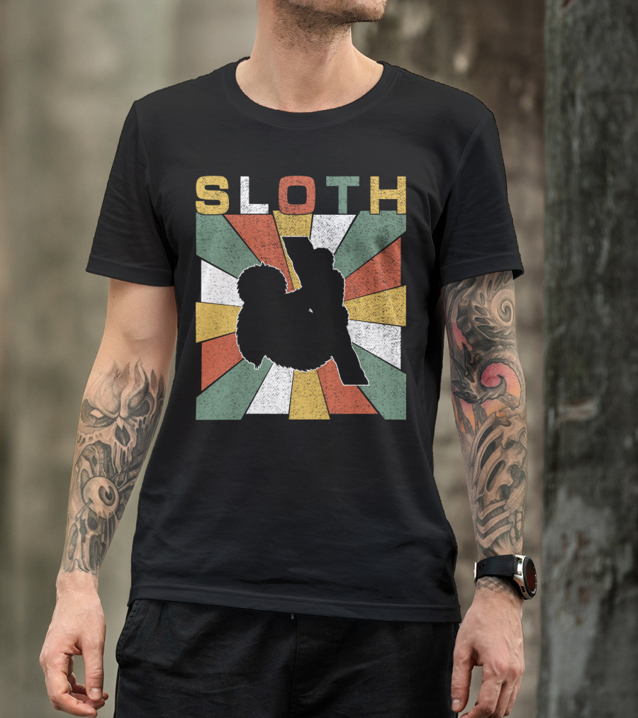 Sloth Retro 70s Vintage Colorful T-Shirt