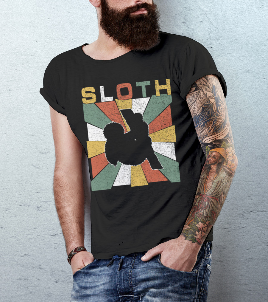Sloth Retro 70s Vintage Colorful T-Shirt