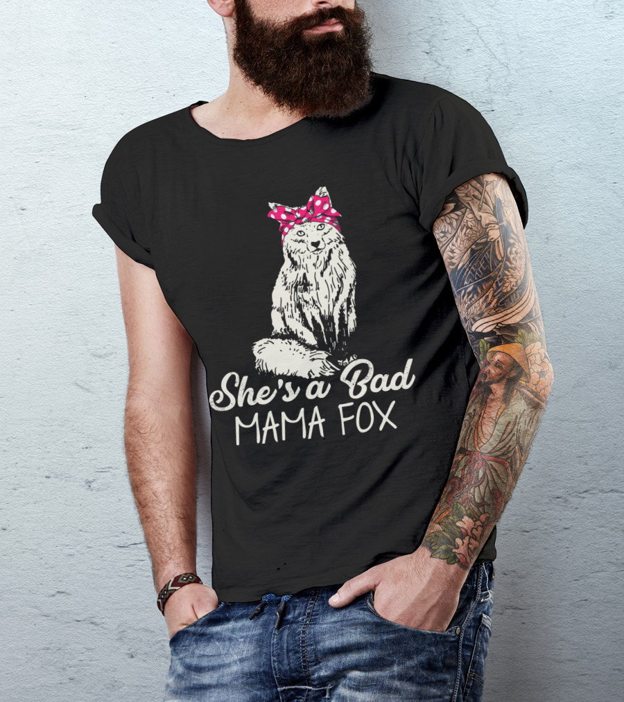 She's A Bad Mama Fox In Red Polka Dot Headscarf T-Shirt