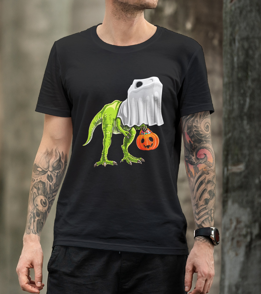 Halloween Rex Dinosaur Ghost Costume Pumpkin T-Shirt