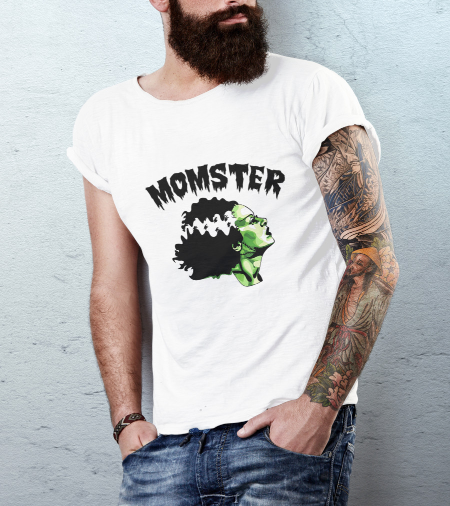 Momster Frankenstein Bride Parody Green Horror Text T-Shirt