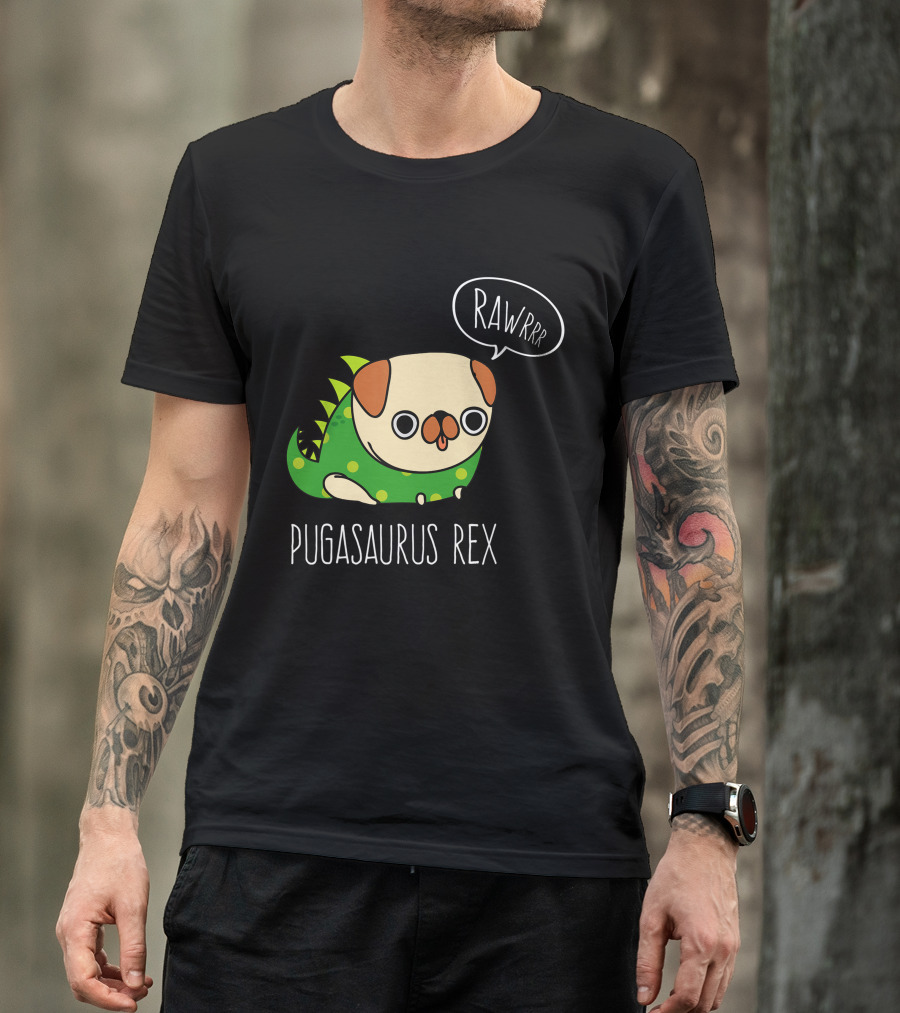 Pugasaurus Rex Pug Dog Halloween Rawrrr T-Shirt