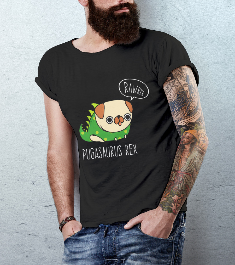 Pugasaurus Rex Pug Dog Halloween Rawrrr T-Shirt