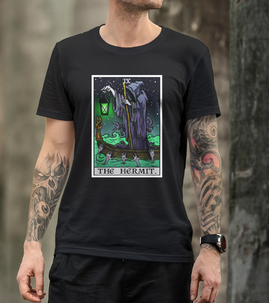 Halloween Grim Reaper Tarot Card The Hermit IX T-Shirt