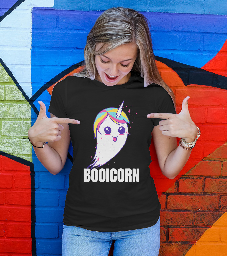 Booicorn Cute Ghost Unicorn Girls Clothes T-Shirt