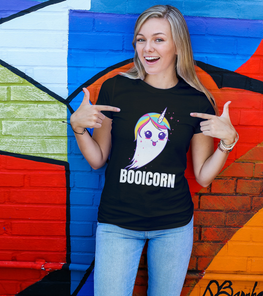 Booicorn Cute Ghost Unicorn Girls Clothes T-Shirt