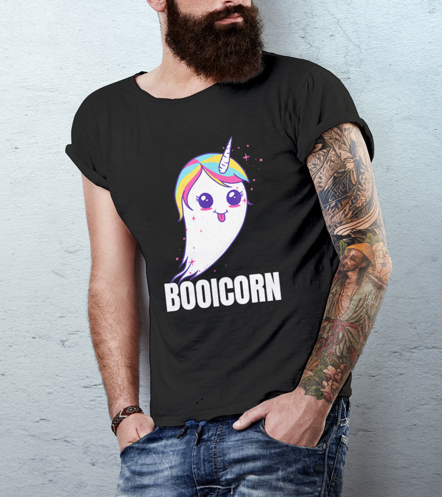 Booicorn Cute Ghost Unicorn Girls Clothes T-Shirt