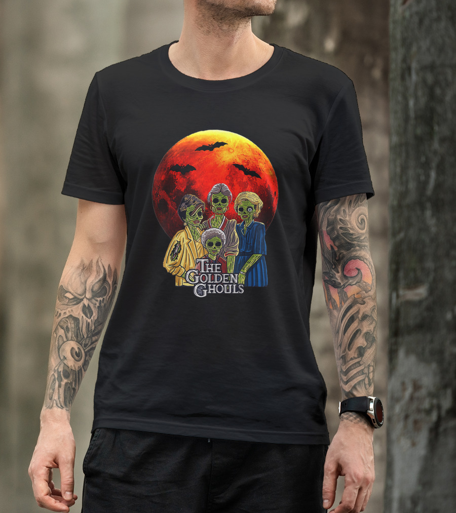 The Golden Ghouls Vintage Moon Halloween T-Shirt