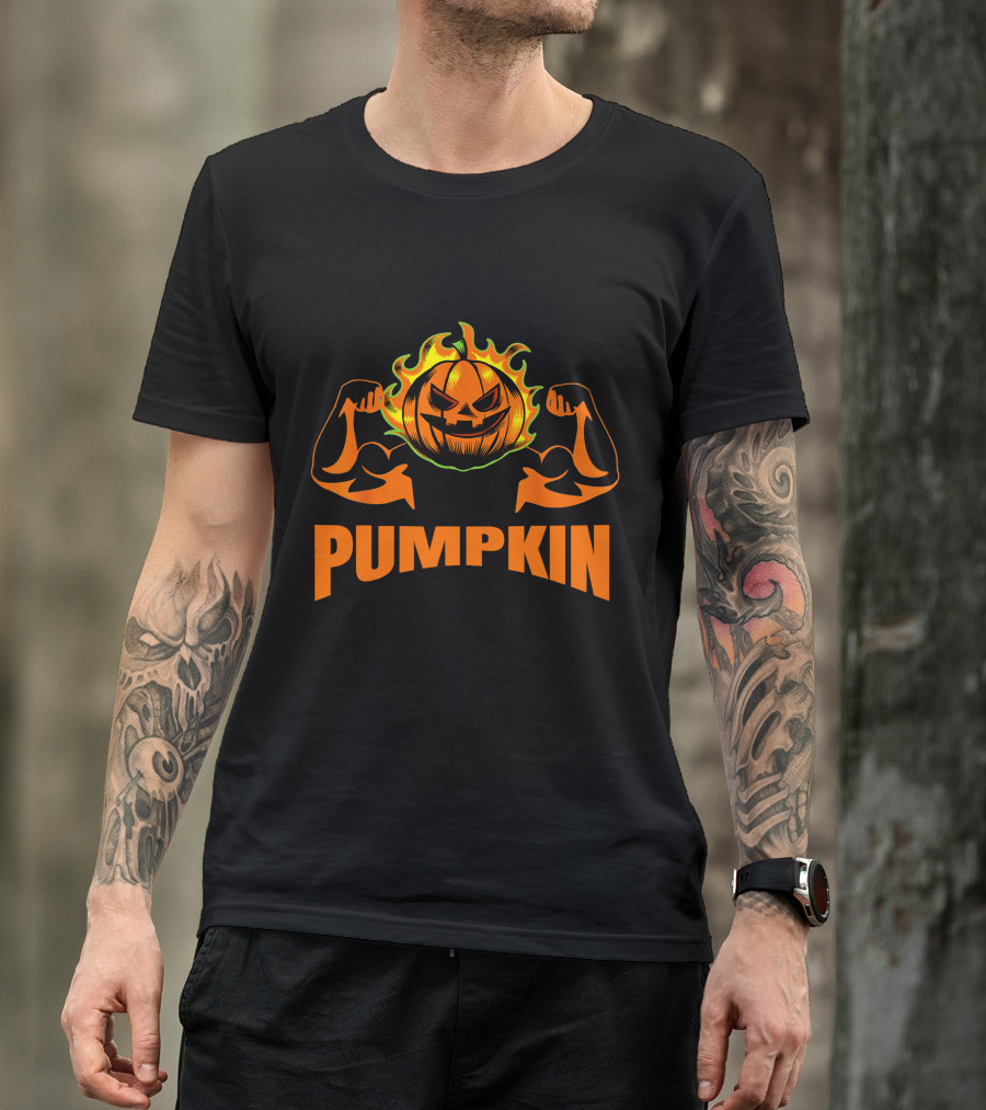 Pumpkin Bodybuilder Halloween Costume Fitness Lover T-Shirt