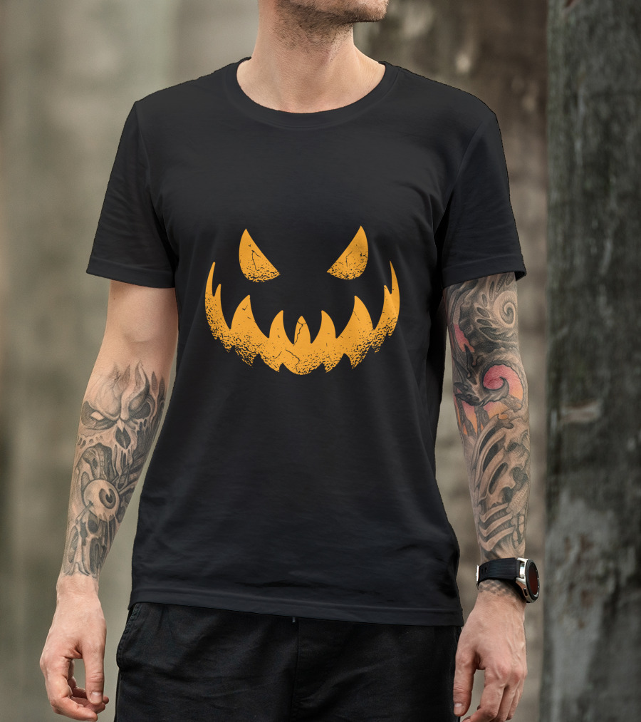 Halloween Pumpkin Scary Smiling Jack-O'-Lantern Face T-Shirt