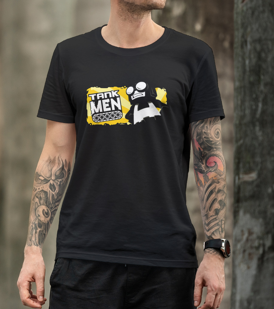 Tankmen Cartoon Character With Goggles And Tank Treads T-Shirt