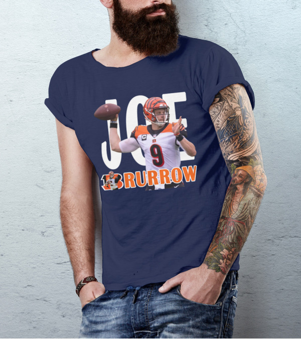 Joe 9 Burrow Football Quarterback Pass Bengals T-Shirt