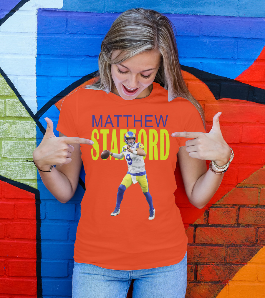 Matthew Stafford Rams Quarterback NFL Football Action T-Shirt