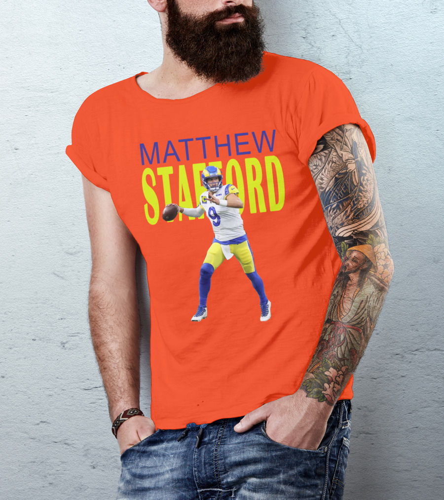 Matthew Stafford Rams Quarterback NFL Football Action T-Shirt