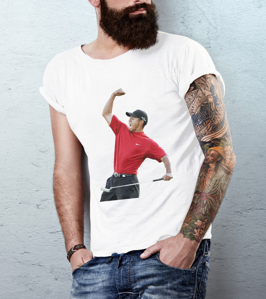 Tiger Woods Golf Victory Red Putter T-Shirt