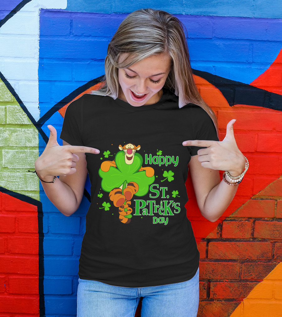 Happy St. Patrick's Day Tigger Clover T-Shirt