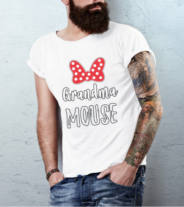 Grandma Mouse Bow Dots T-Shirt